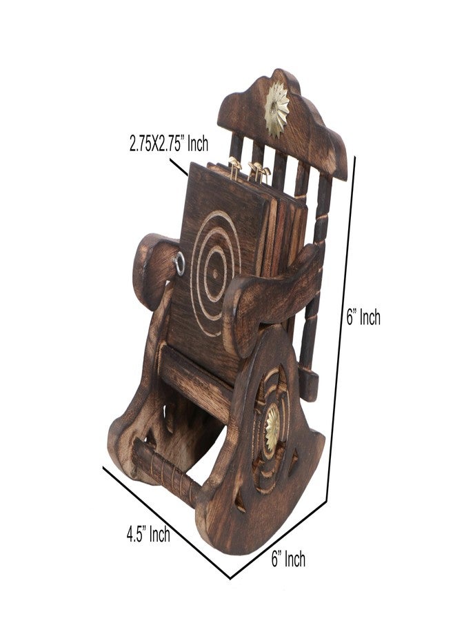 INUS Chair Design Wooden Handmade Antique Miniature Chair Shape Coaster Set of 6, Drink Coasters for Tea, Coffee, Hot & Cold Beverages, Tabletop Decor for Kitchen, Dining, Office & Restaurant Coasters - Image 2